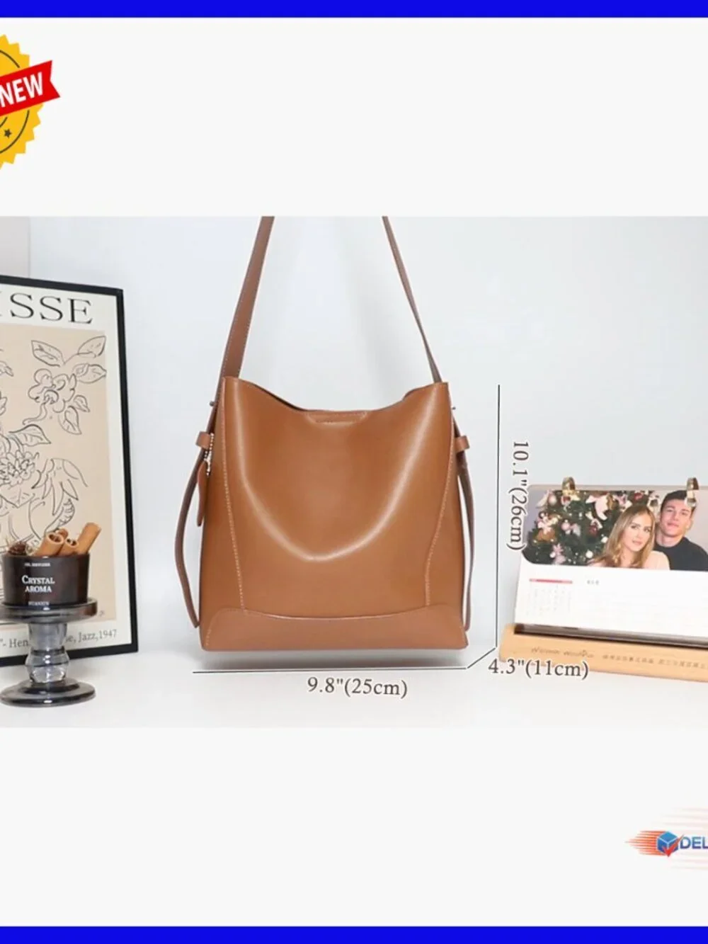 Genuine Leather Tote Bag with Adjustable Strap, Spacious Hobo Purse